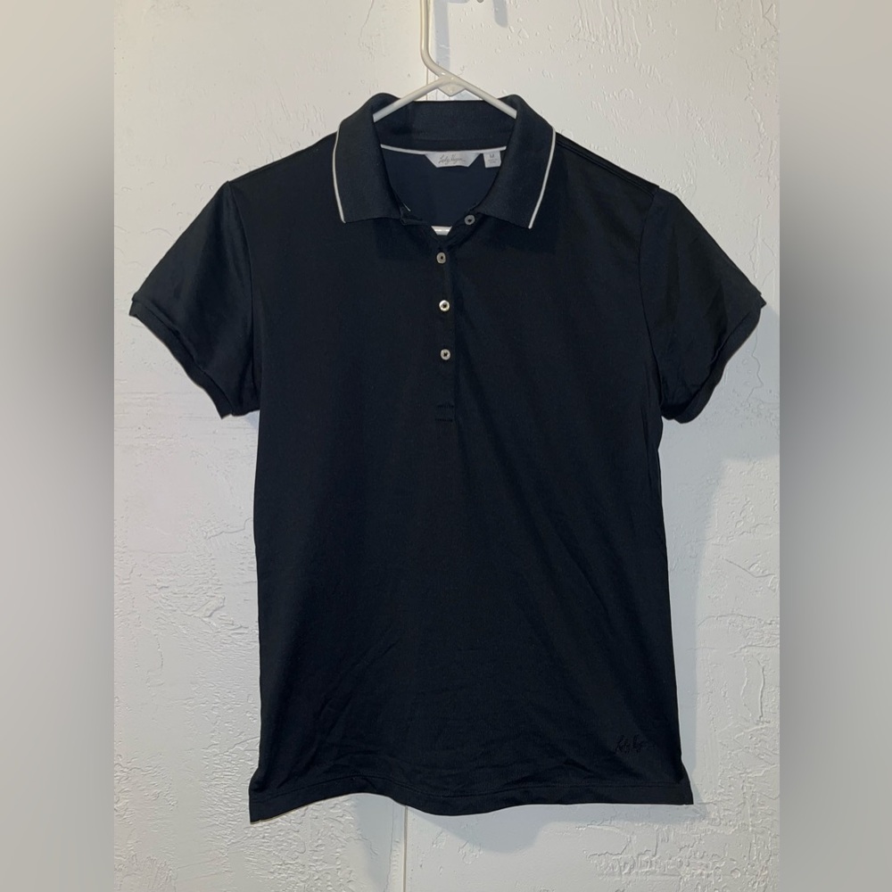 Lady Hagen Black Short Sleeve Button Up Golf Shirt